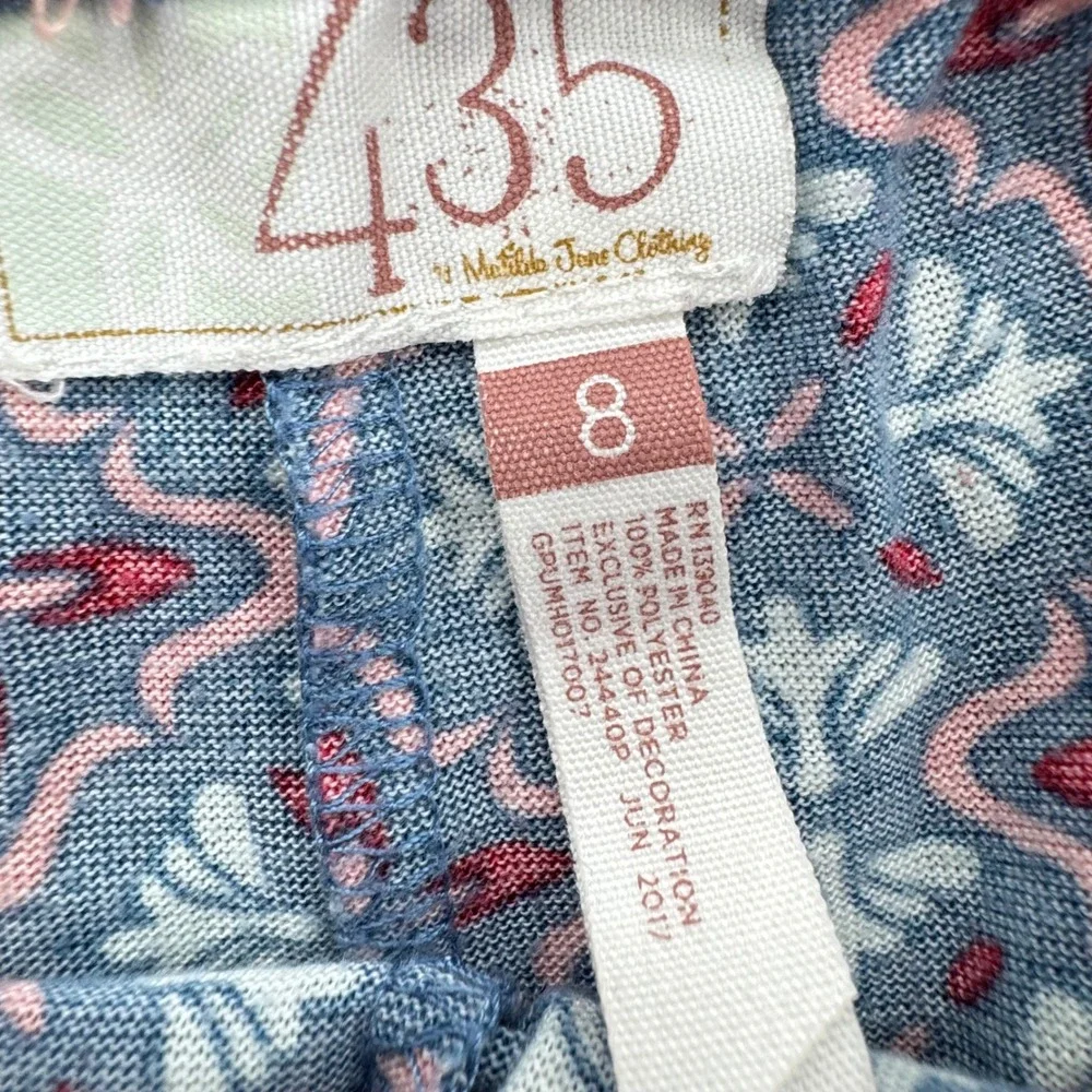 Matilda Jane Clothing Tween Girl Pajama Set Size‎ 8 Red Blue Sparkle Floral Snow